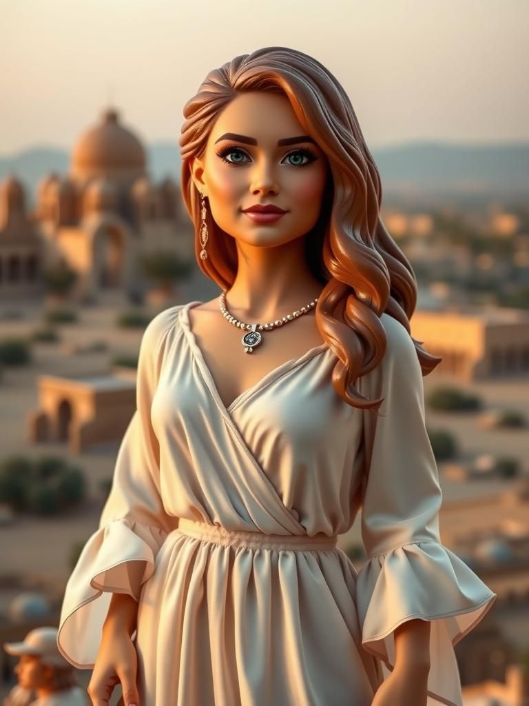 Beautiful Israeli Woman as Lego Minifigure Portrait