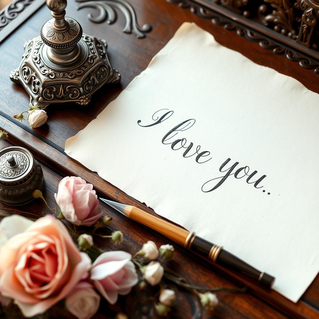 Elegant Calligraphy on Parchment with Flowers