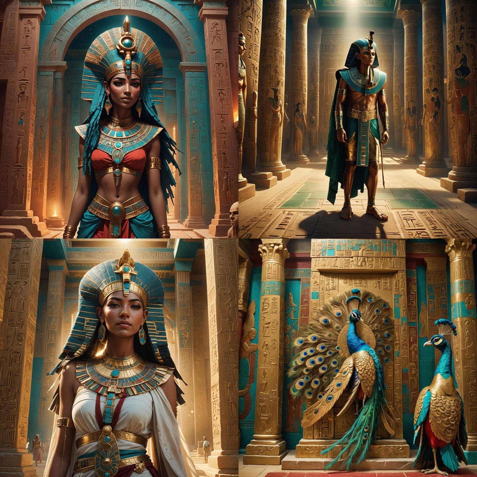 Beautiful Pharaoh in Ancient Egyptian Temple