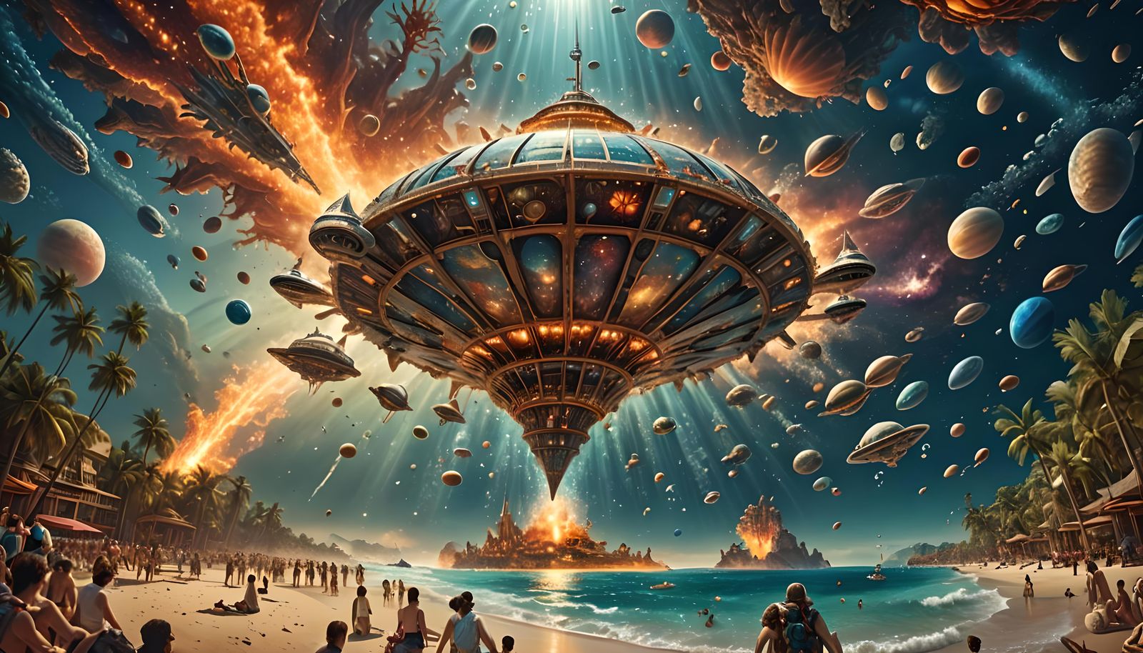 Alien Ship in Mandelbrot Form, Haeckel-Inspired