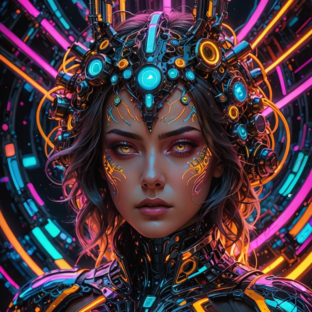 Rogue AI's Neon Fever Dream in Digital Art