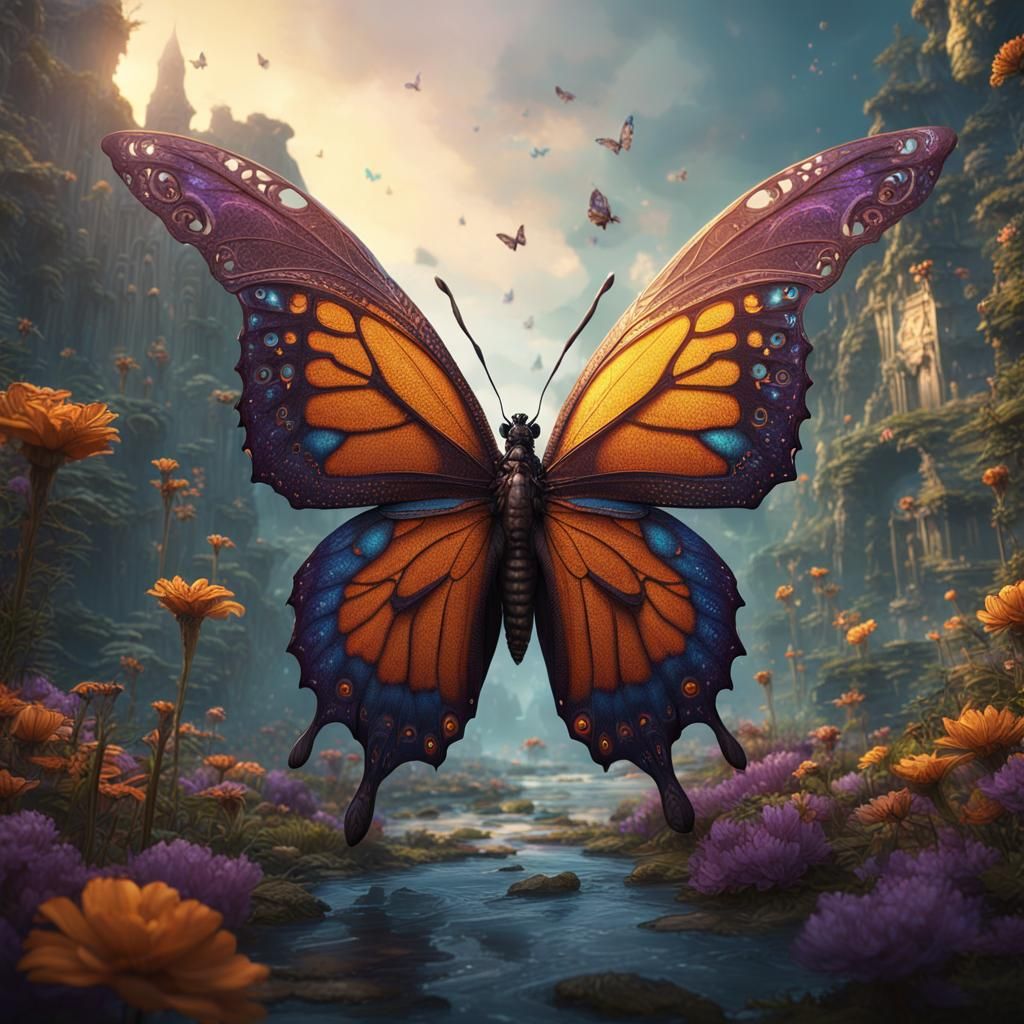 Fantastical Butterfly in Detailed Matte Painting