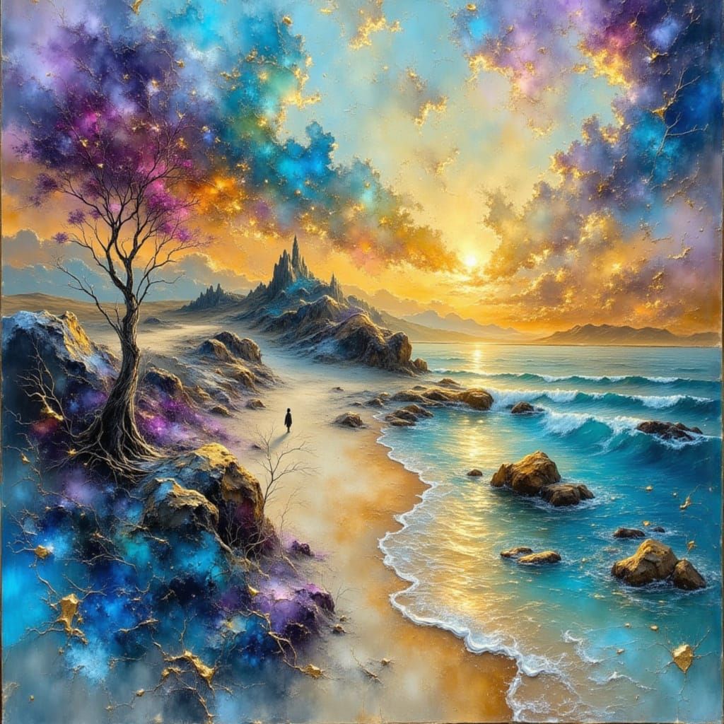 Ballerina in Dreamscape: Impasto Oil Painting