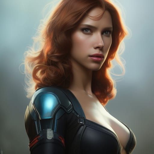 Aphrodite as Black Widow: Hyperdetailed Art Nouveau Portrait