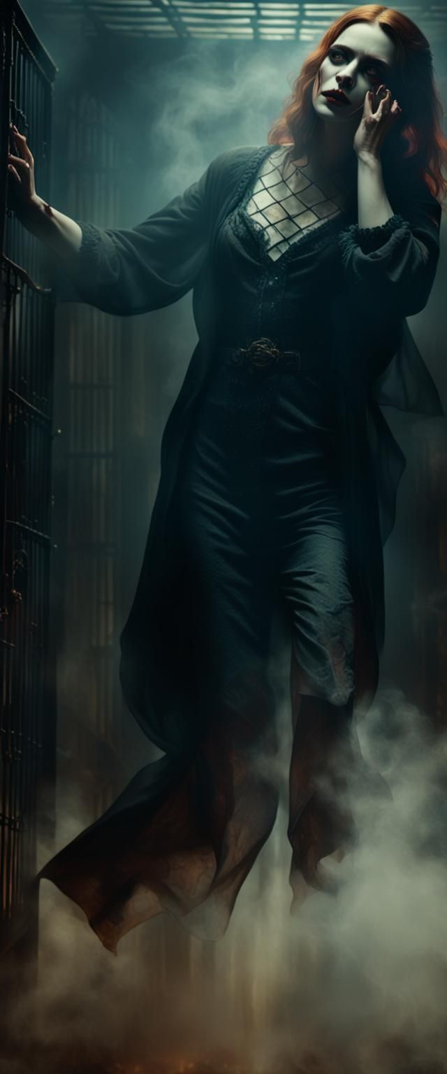 Vampire Transformation in Smokey Room, Post-Impressionism