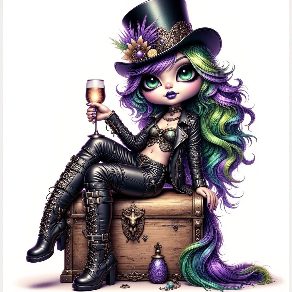 Stunning Mardi Gras Rebel in Ultra-Hyper Realistic Oil Paint...