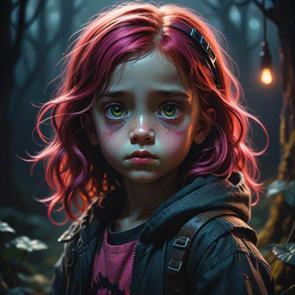 Mysterious Child Portrait in a Tim Burton-Inspired, High-Con...