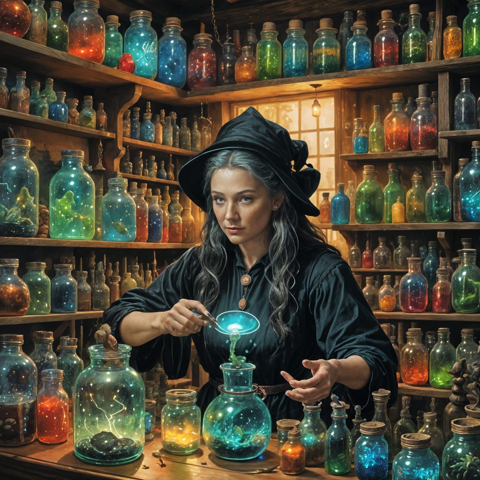 Whimsical Witch's Potion Lab in Hyperrealism