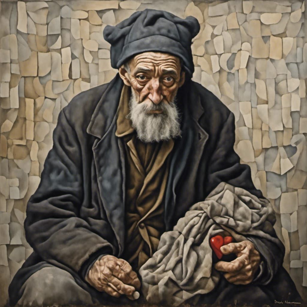 Homeless Man in Surrealist Style