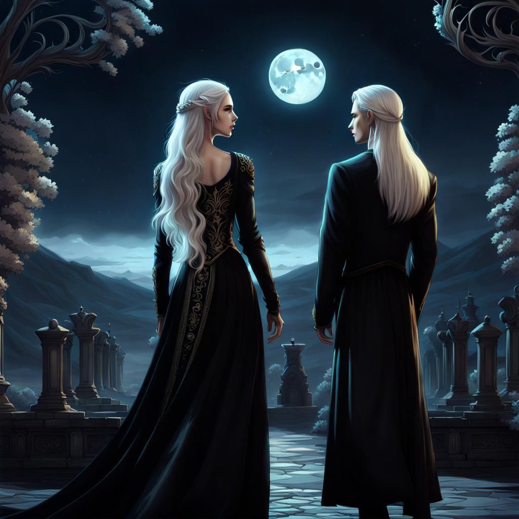 Moonlit Fantasy: Pale Teen in Detailed Matte Painting