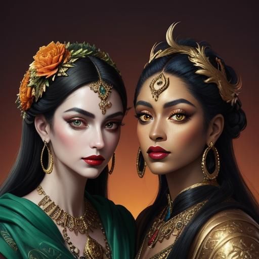 Dramatic Portrait of Two Women Inspired by El Greco