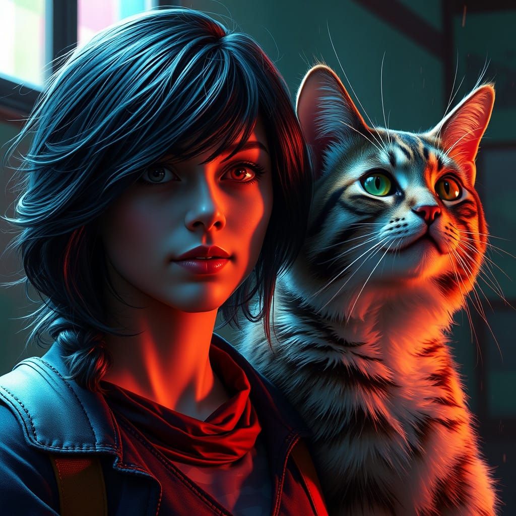 Surreal Feline Duo in Academic Attire