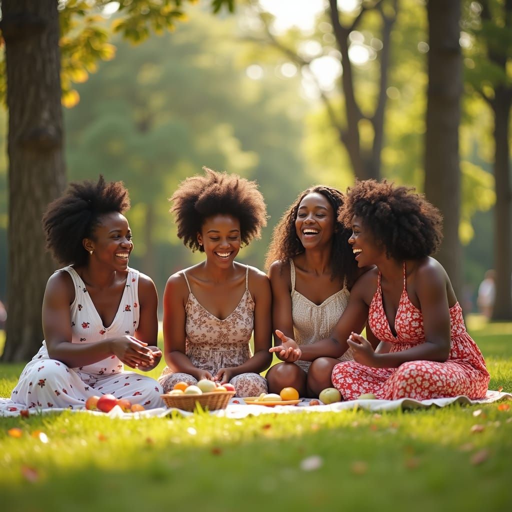 Families Enjoying a Picnic in Lush Park, Cinematic Style