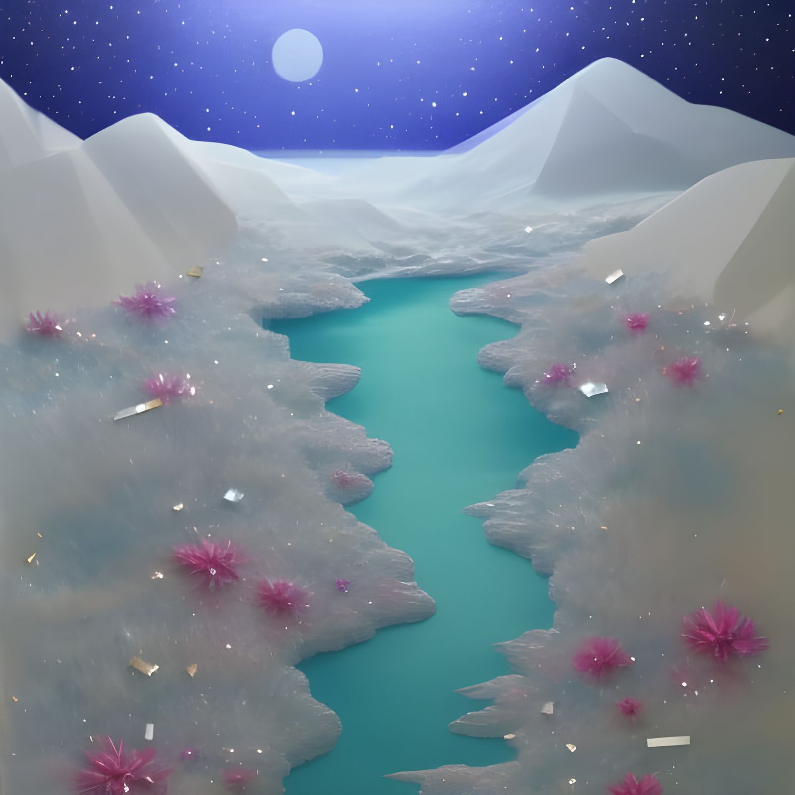 Oasis in White Desert as Oil Painting