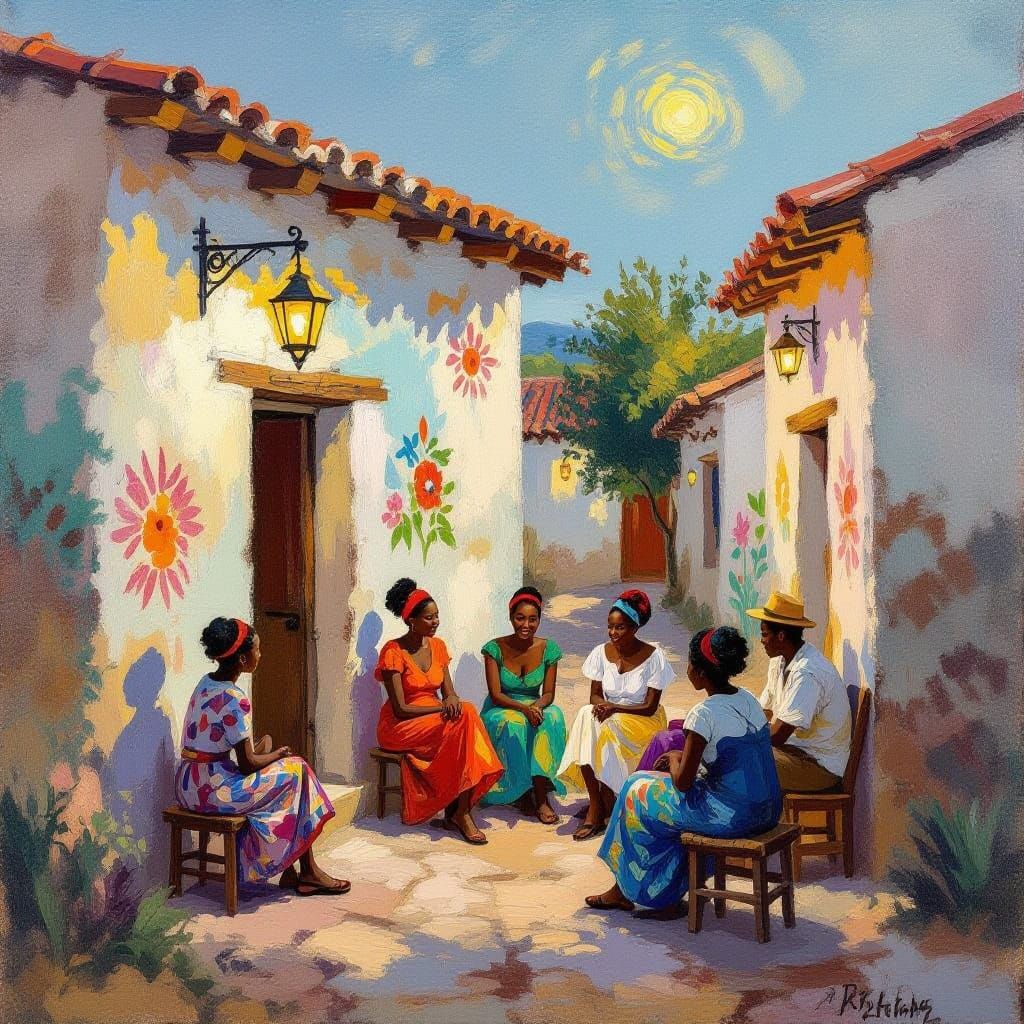 Joyful Gathering in Frescoed Village House