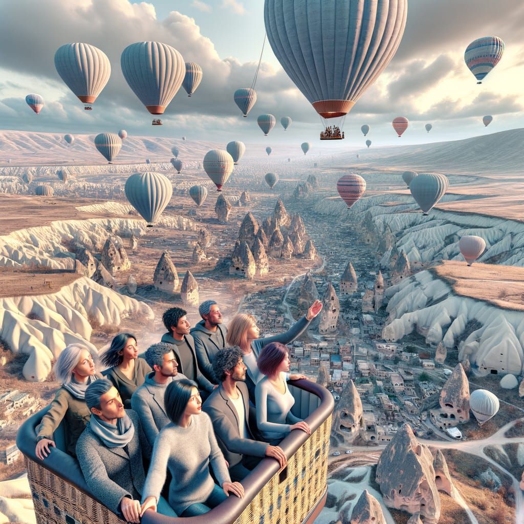 Hot Air Balloon Ride Over Cappadocia Landscape
