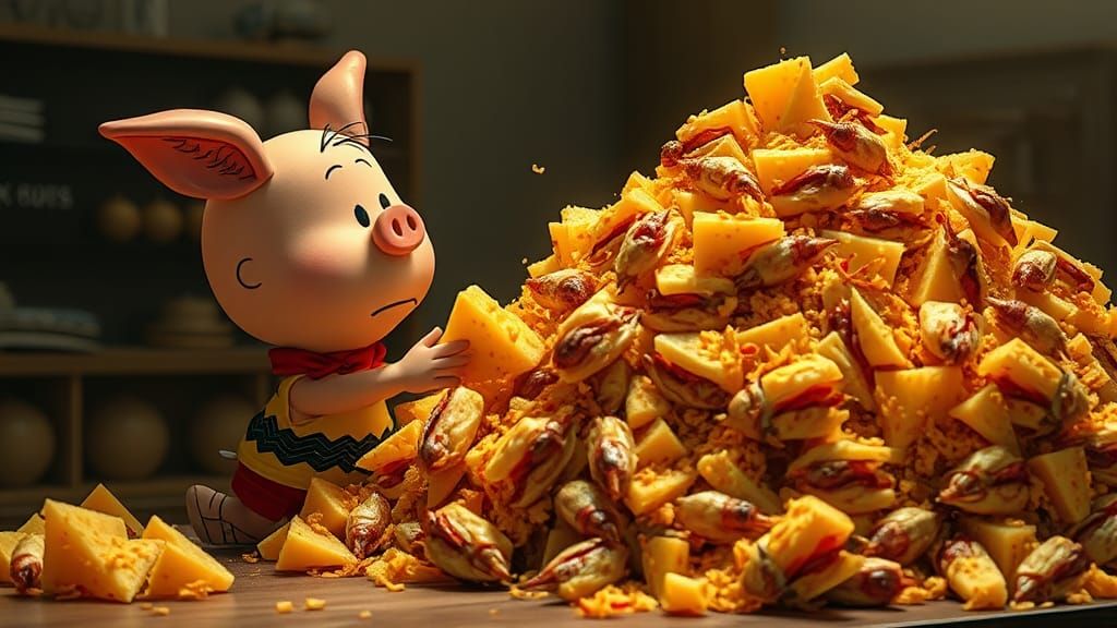 Pig Pen's Cheese Sandwich Surprise in Rembrandt Lighting