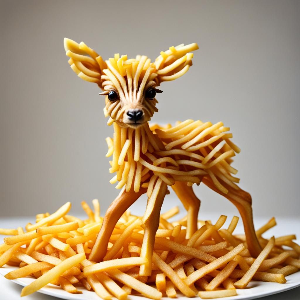 Baby deer made of French fries