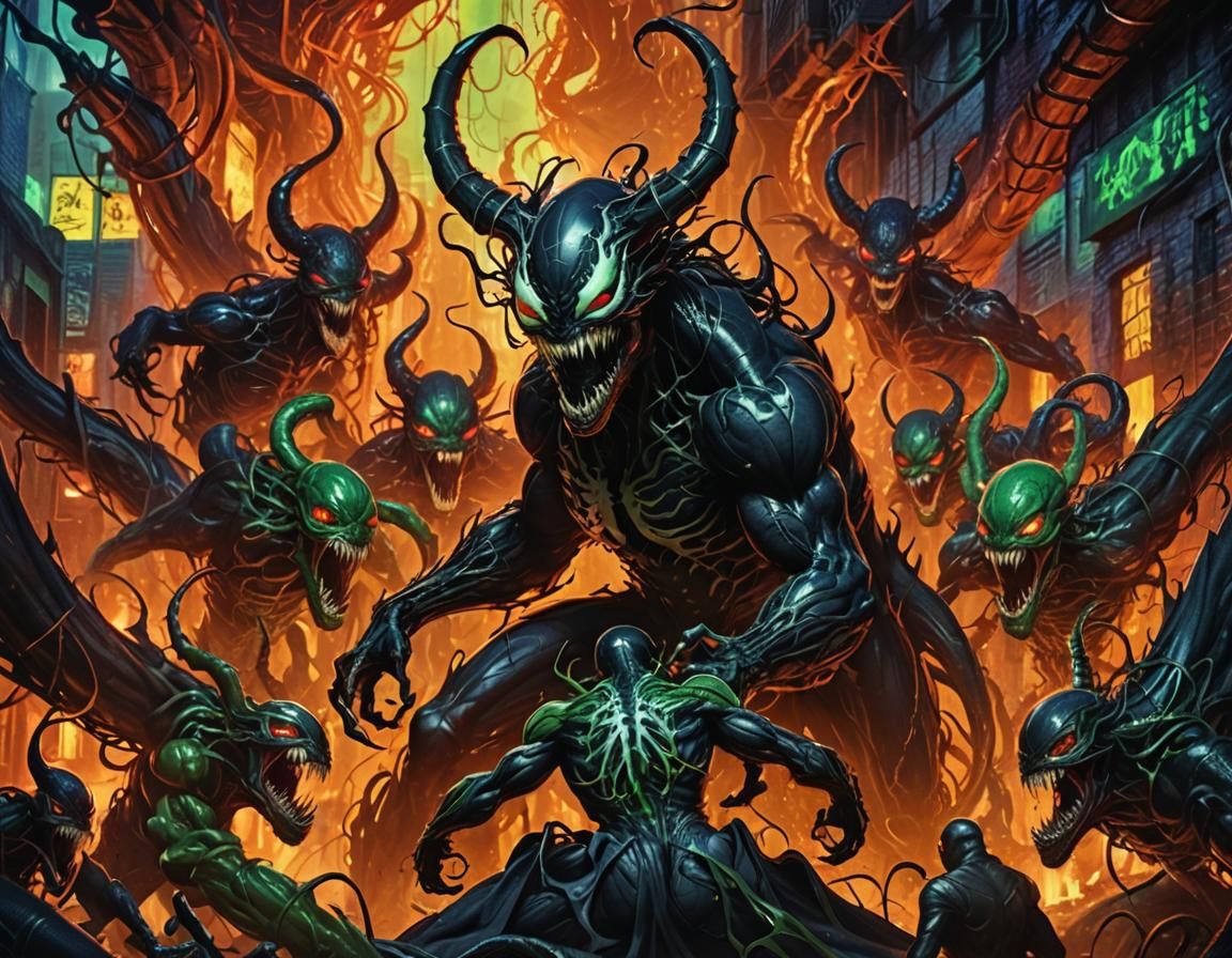 Venom Symbiote Concept Art in Film Noir Style