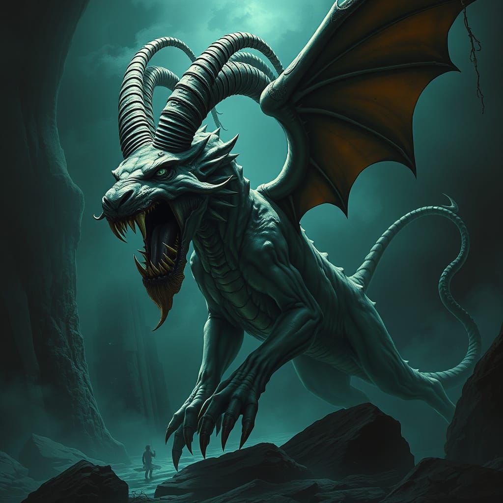 Greek Mythological Chimera in Dark, Mystical Style