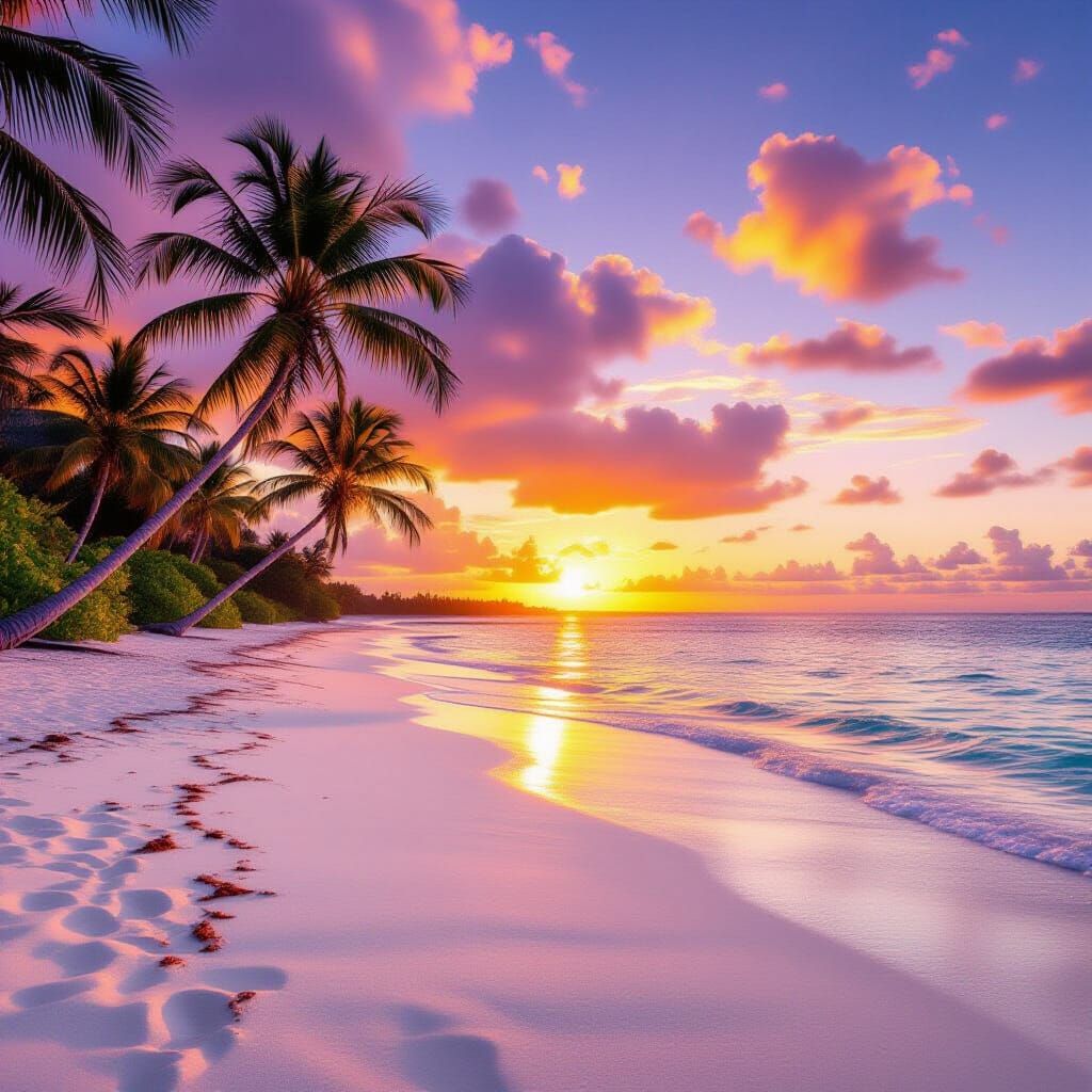 Serene Tropical Beach at Sunset