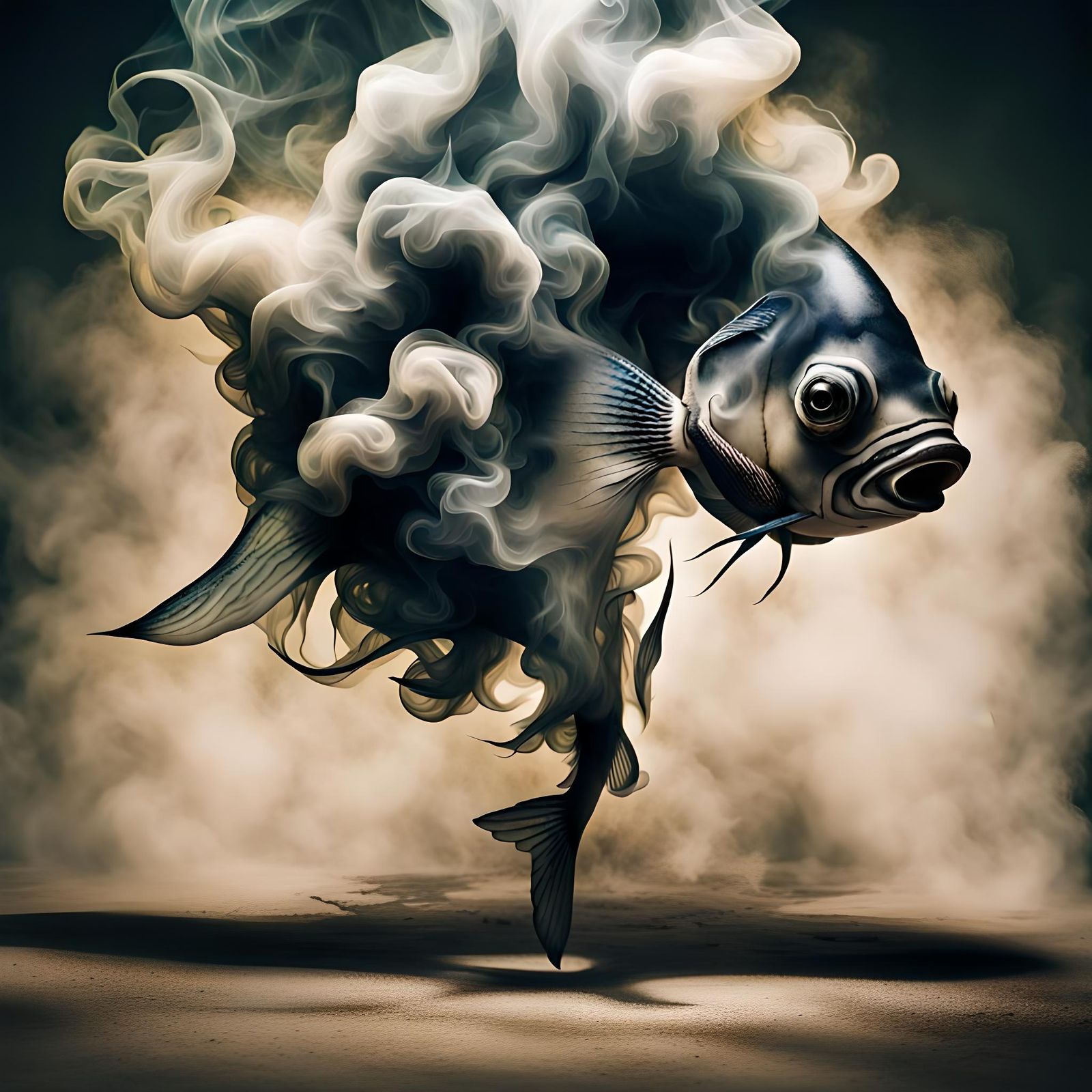 Ethereal Fish Formed From Smoke