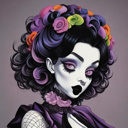 Gothic Lolita Portrait in Pastel Goth Style