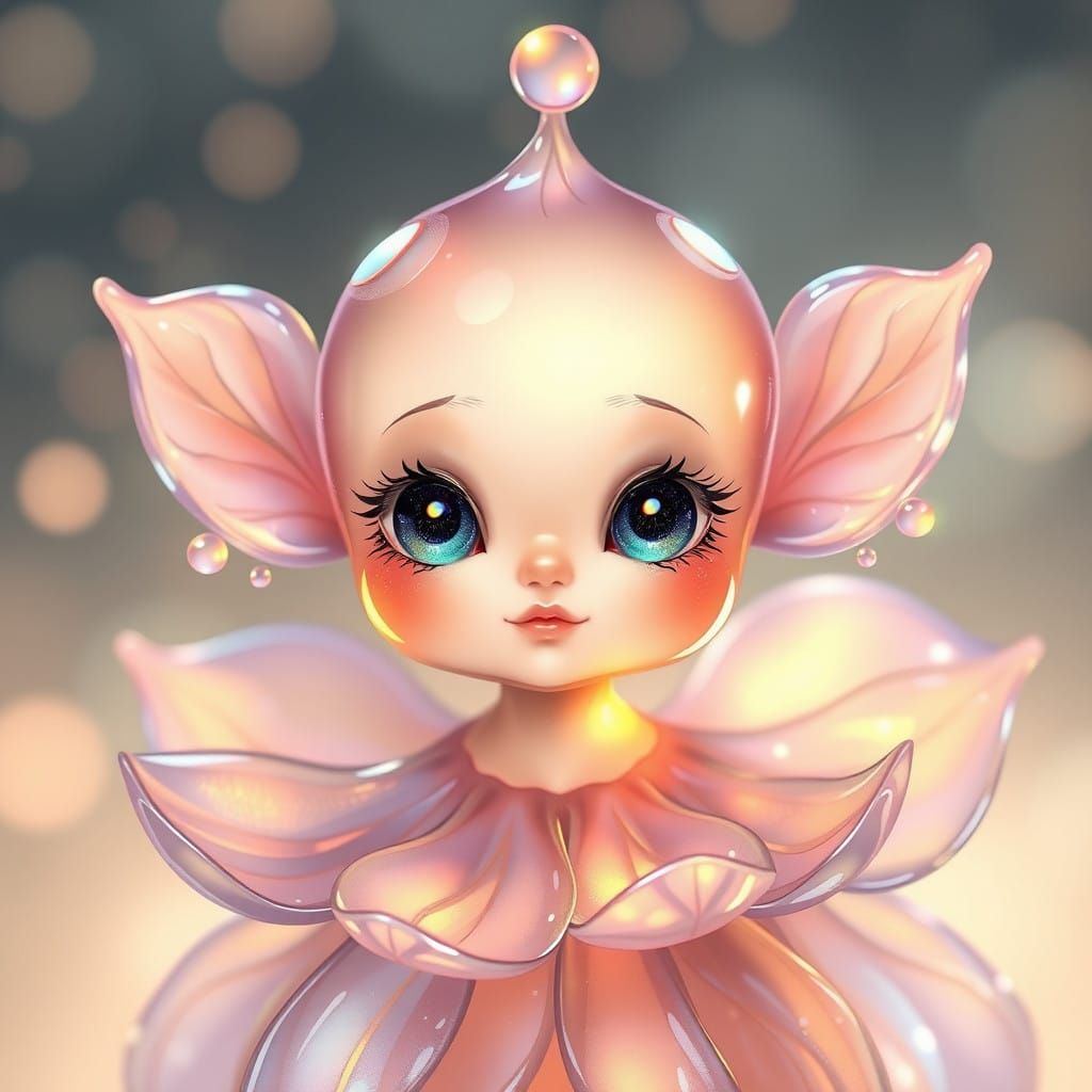 Oil Siren: Whimsical, Ethereal Creature with Lavender and Pe...