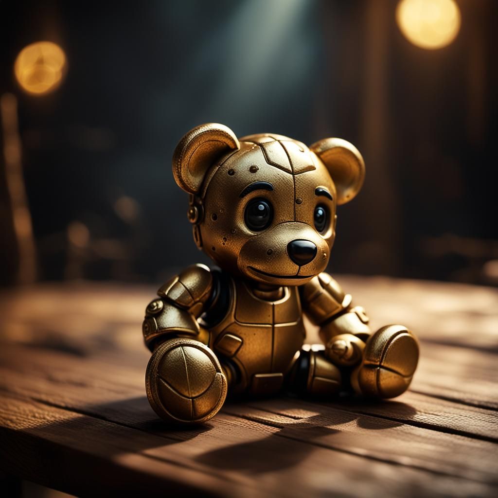 Hyperrealistic Toy in Moody, Cinematic Oil Painting Style