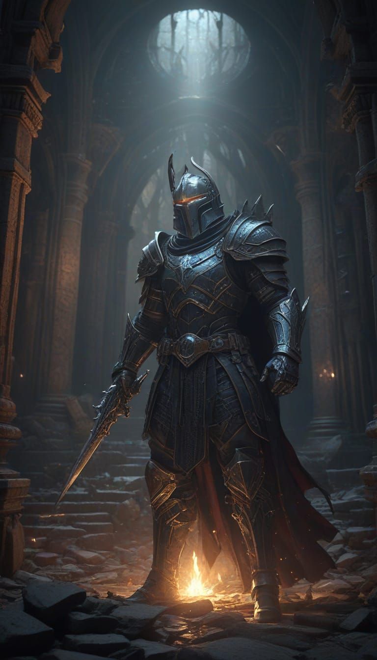 Epic Knights Stand Firm Against Demonic Forces in Ruined Got...