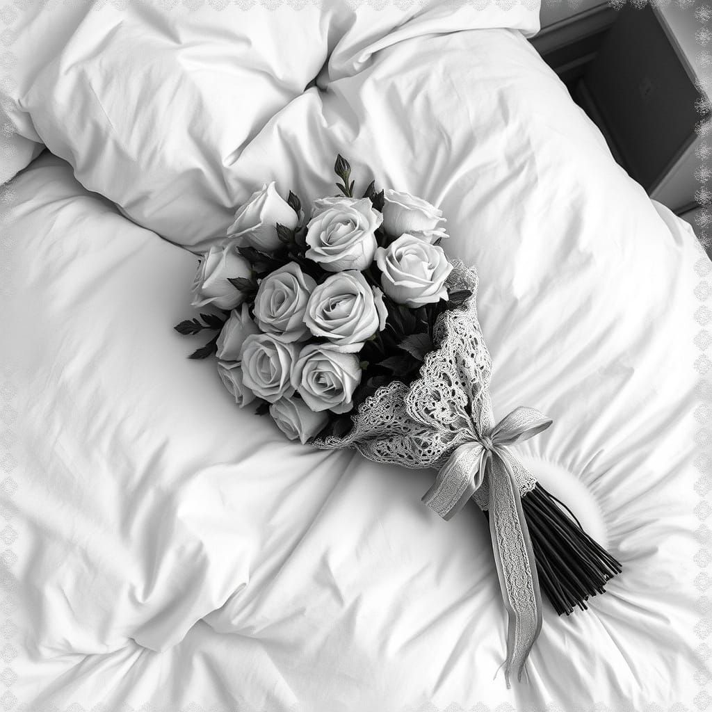 Monochromatic Roses in Charcoal Drawing Style