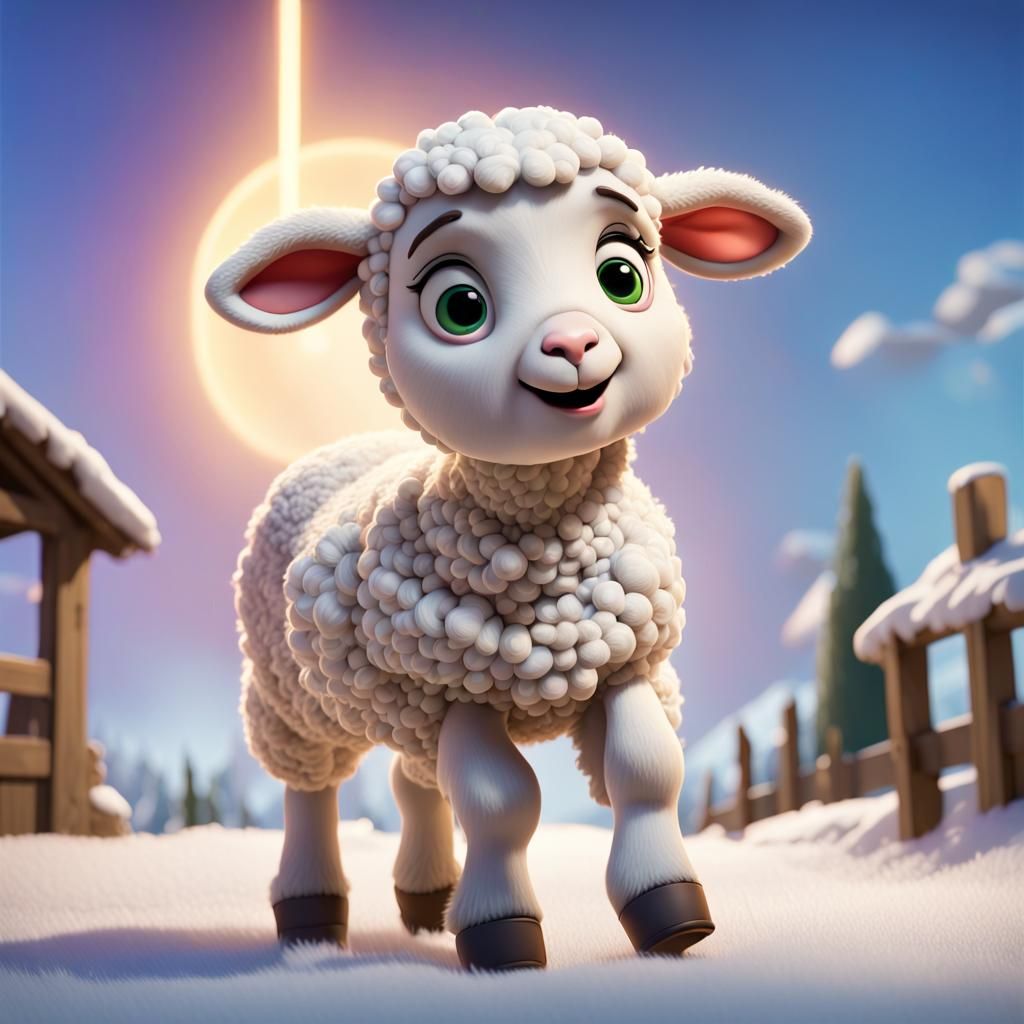Mary had a little lamb. its fleece white as snow, ,Reimagined by industrial light and magic, 4k resolution post processi...