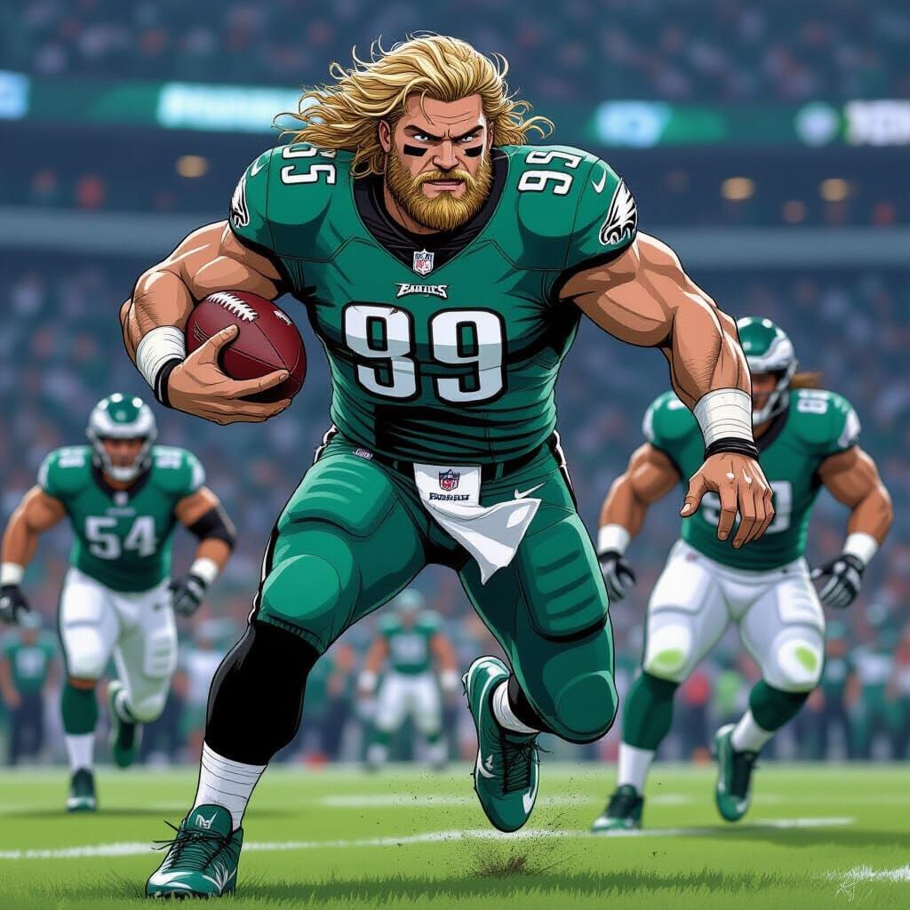 Aquaman in Eagles Uniform Playing NFL Football