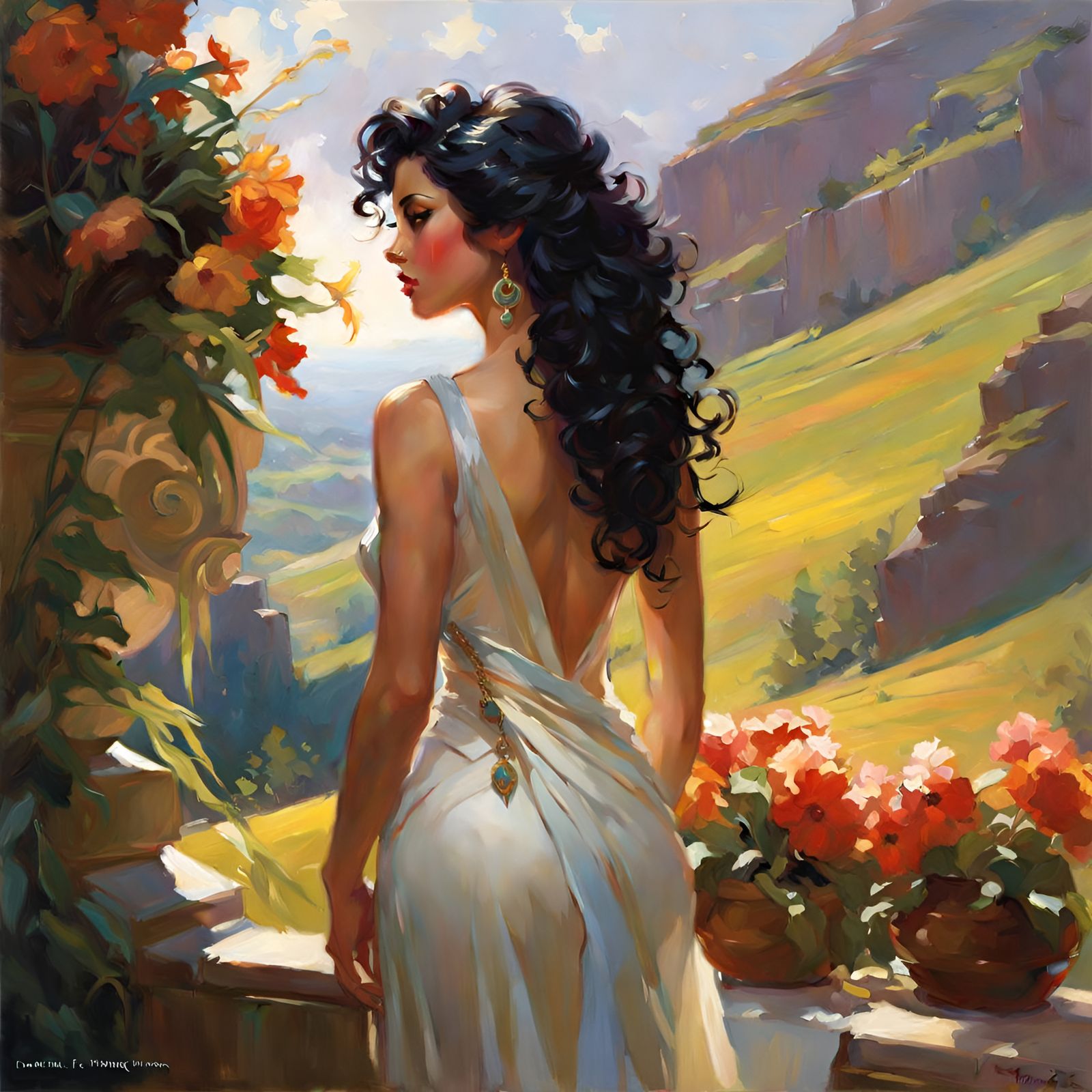 Confident Woman Portrait in Fantasy Art Style