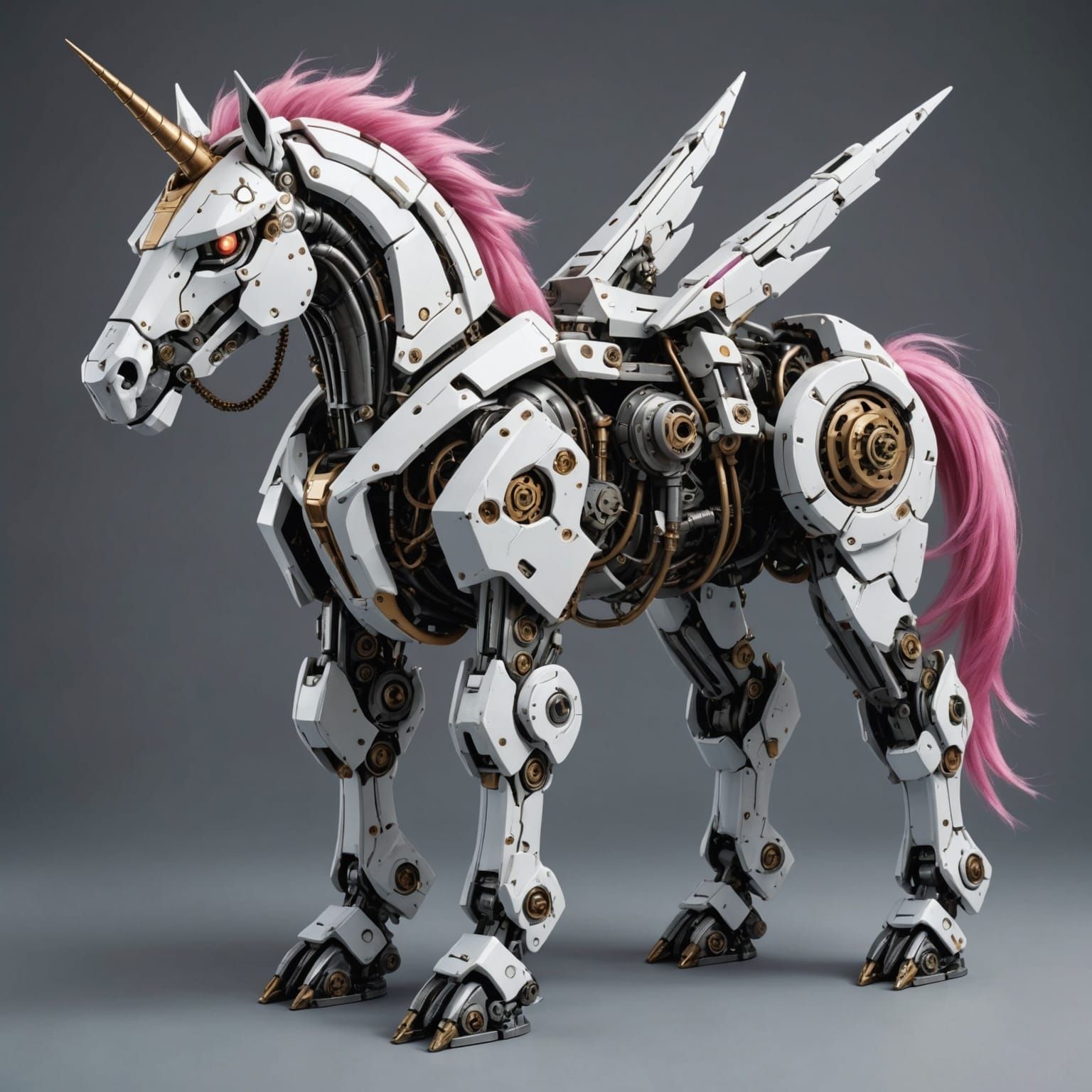 Mechanical Unicorn Mecha in 90s Fantasy Style