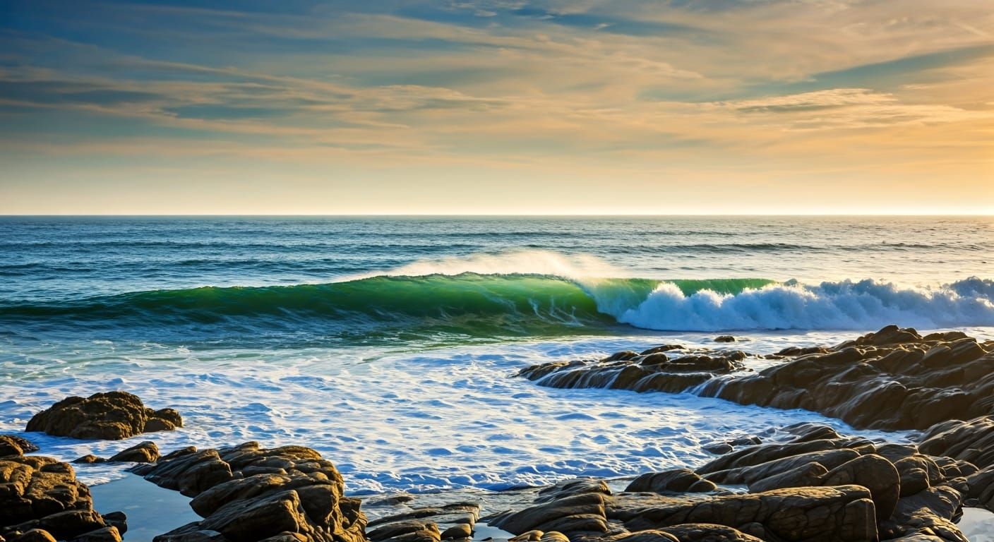 Crashing Waves Seascape in Romantic Style