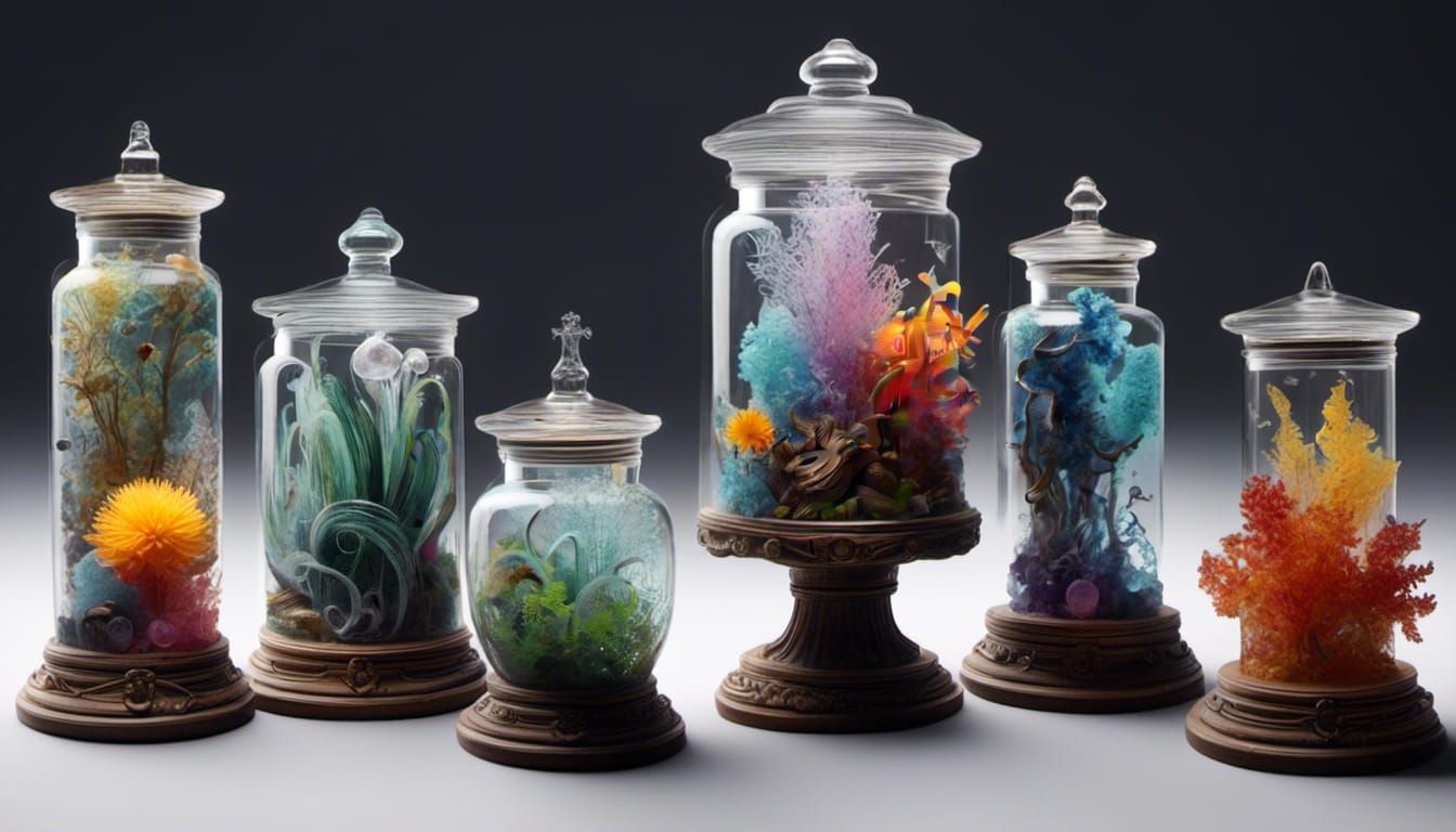 Realistic Wizard's Room with Glass Jars