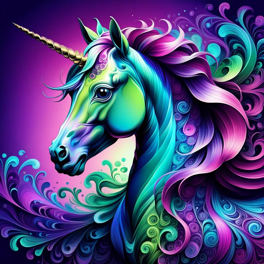 Gradient Unicorn in Magical Fantasy Style