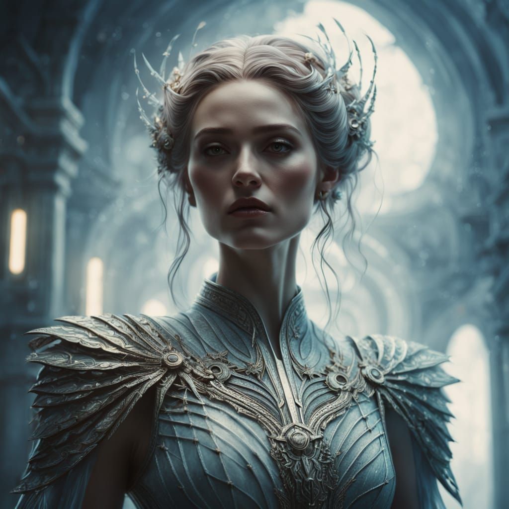 Ethereal Fantasy Portrait in Watercolor Style