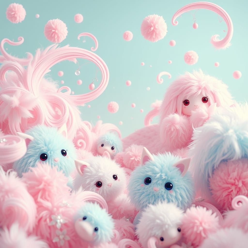 Pastel Kawaii Scene in Style of Contemporary Japanese Art