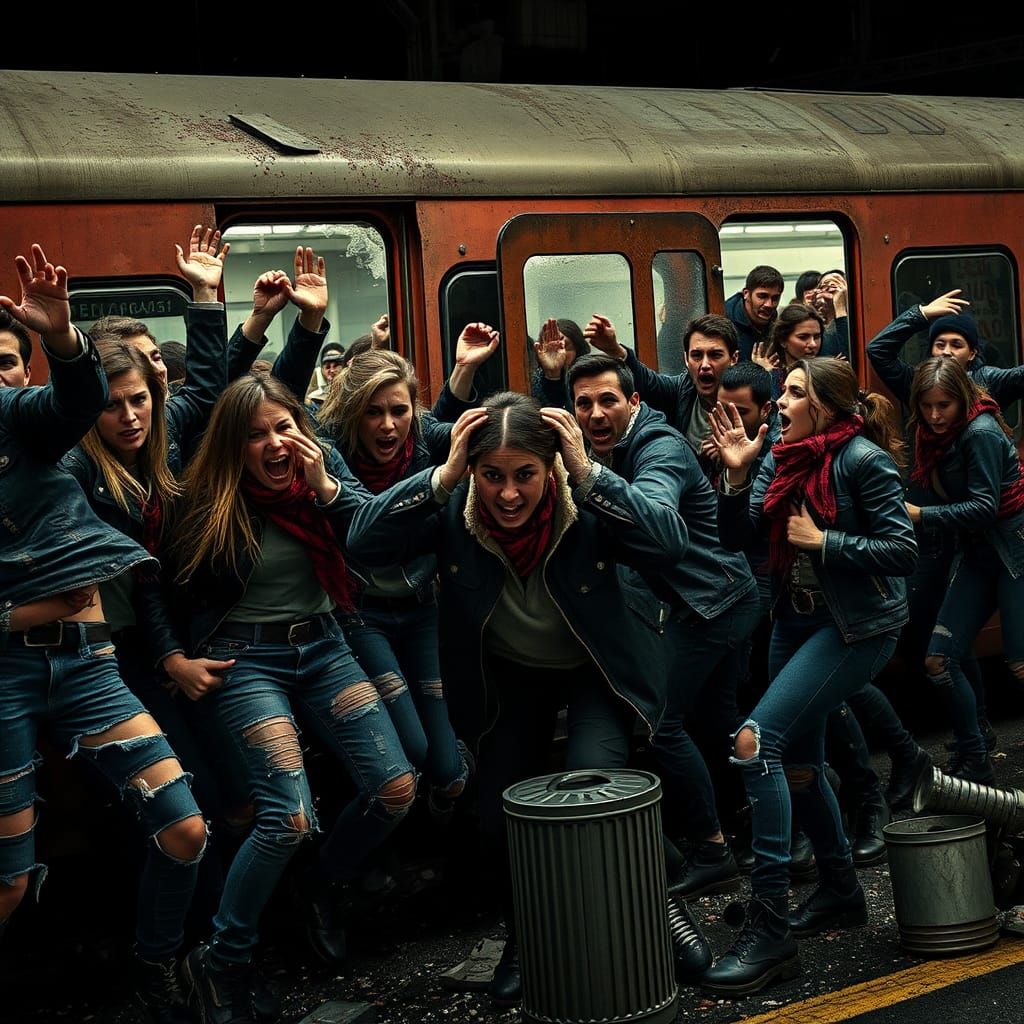 Violent Football Hooligan Riot in Hyperrealistic Style