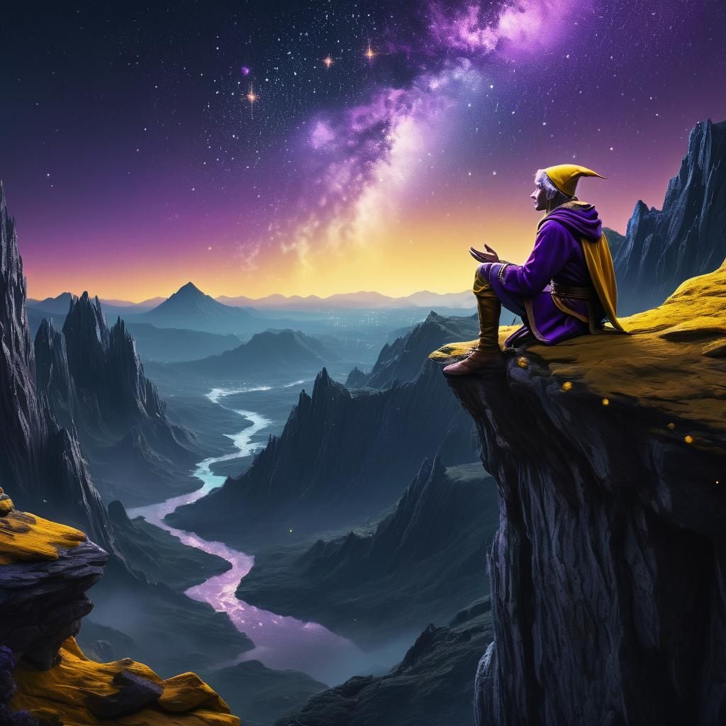 Fantasy Elf Stargazing in Complementary Colors