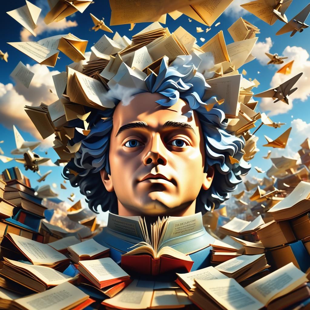 Surreal Mozart Head Fantasy Matte Painting