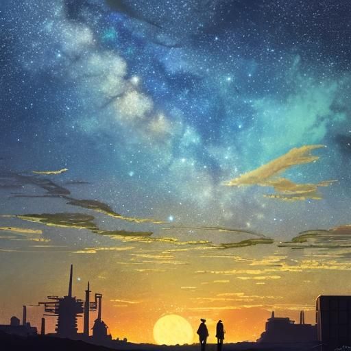 Tower Reaching for Moonlit Stars: Ghibli Anime Style