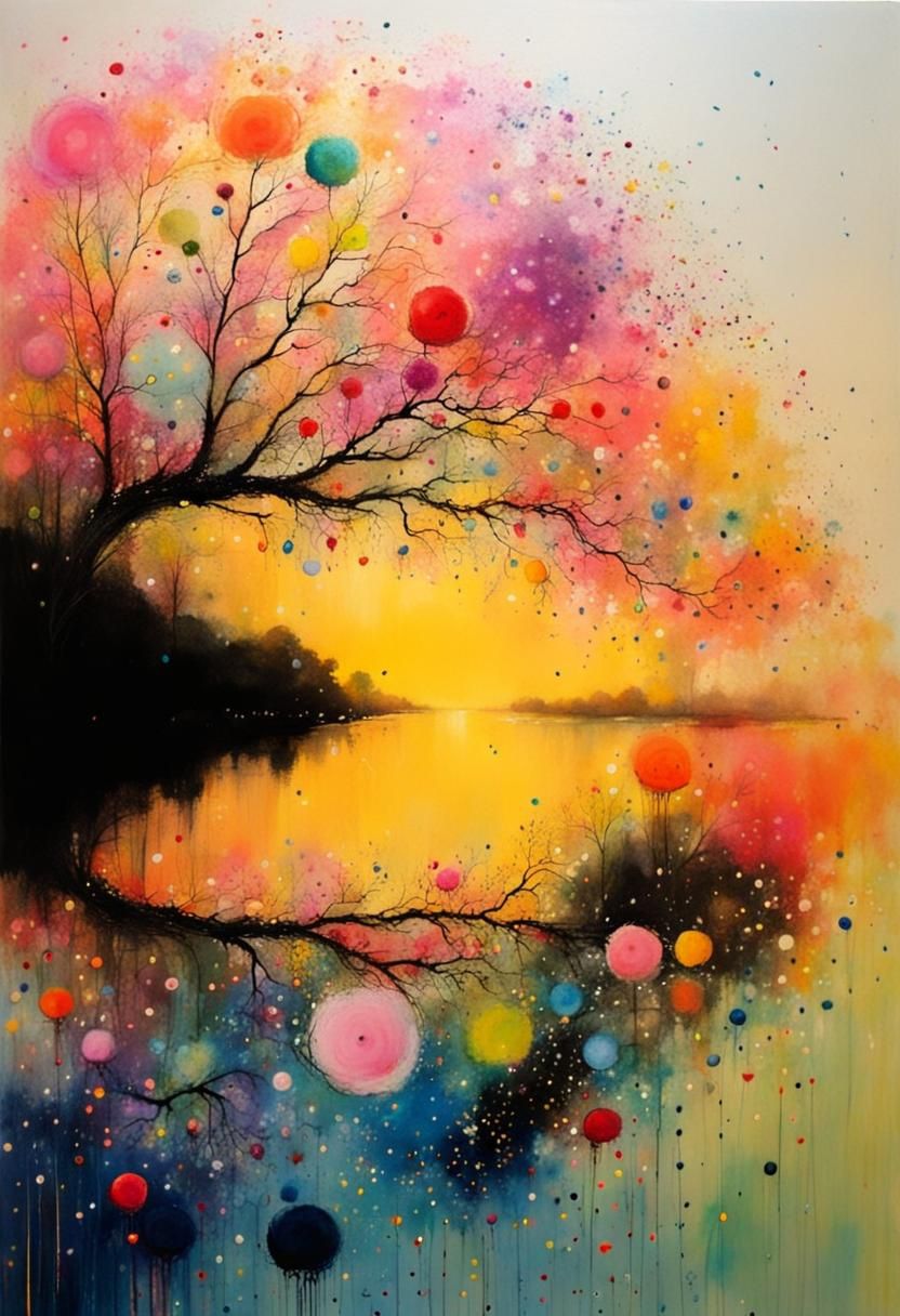 Abstract Floral Art in Romantic Expressionist Style