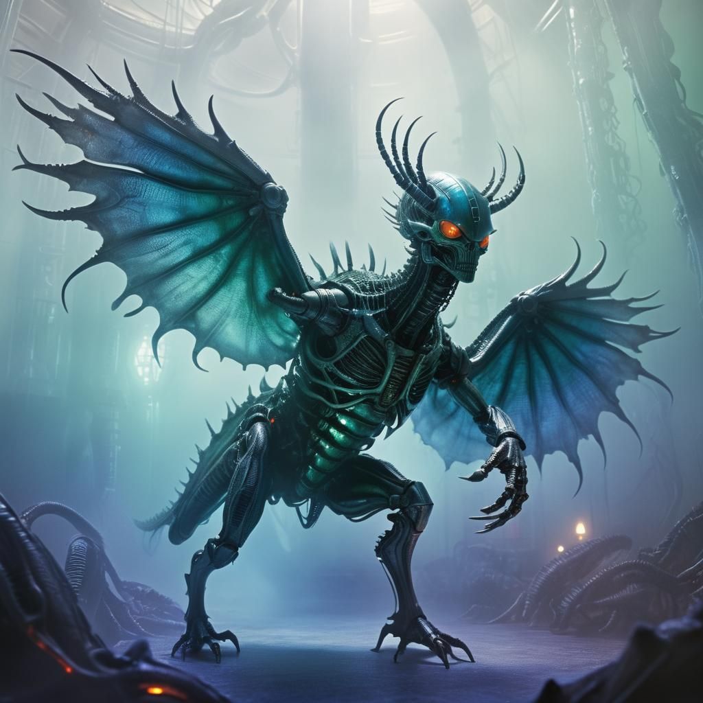 Biomechanical Fusion Art in Giger Style