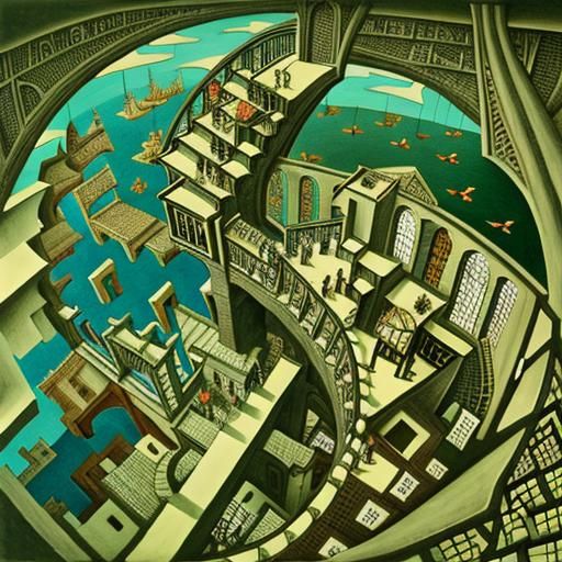 Abstract Geometric Composition in Escher Style