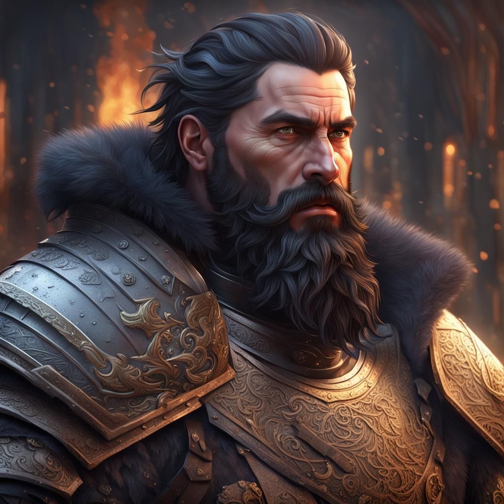 Dark Fantasy Portrait: Fur-Armored Man