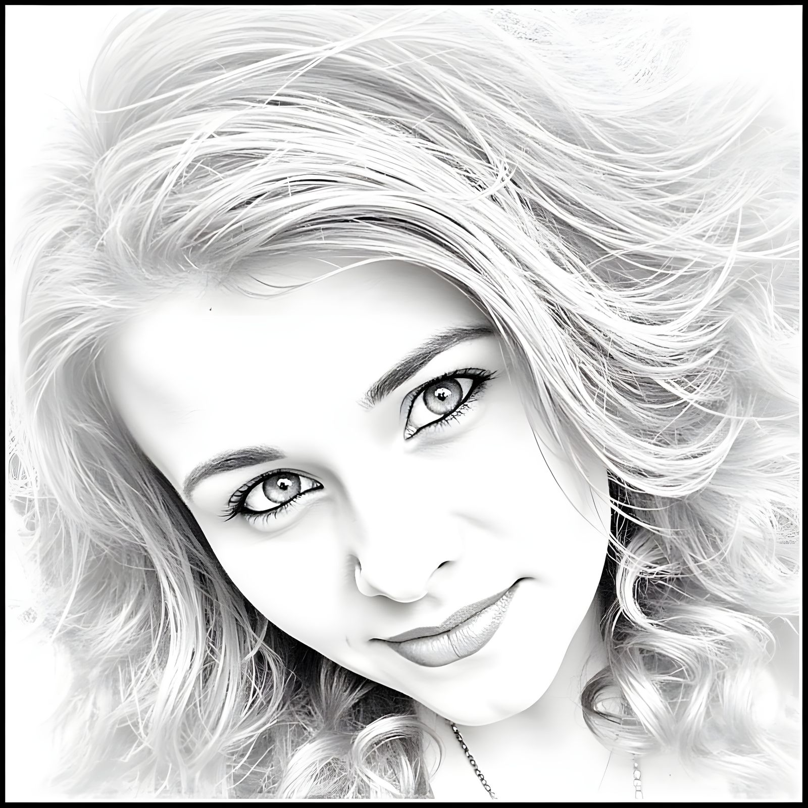 Faith in a Stylish Black and White Ink Drawing