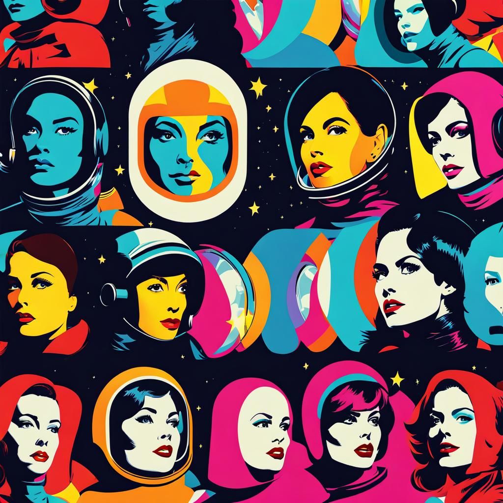 Vibrant Space Women in Pop Art Style